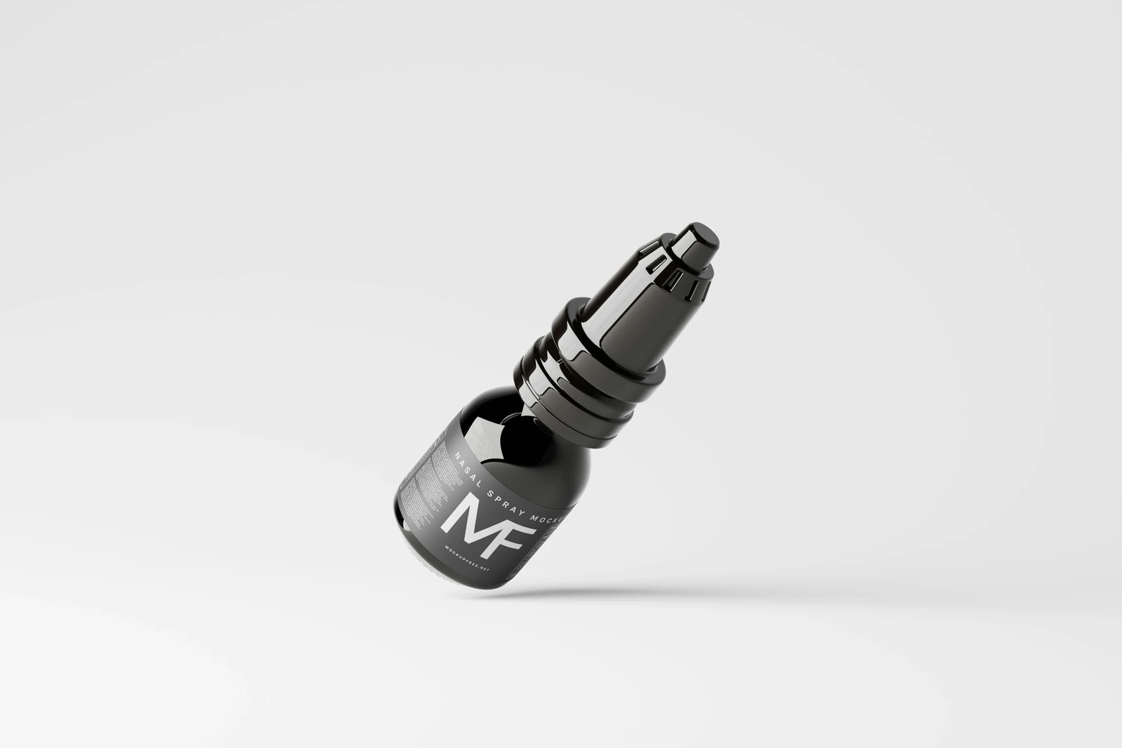 Illustrative product-packaging mockup: a black nasal spray bottle against a light background; not a Meitar product or customer endorsement.